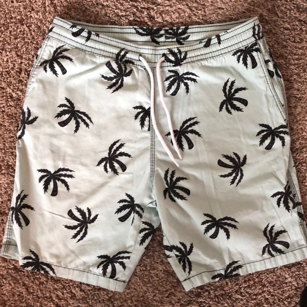 Palm Tree Print Drawstring Shorts